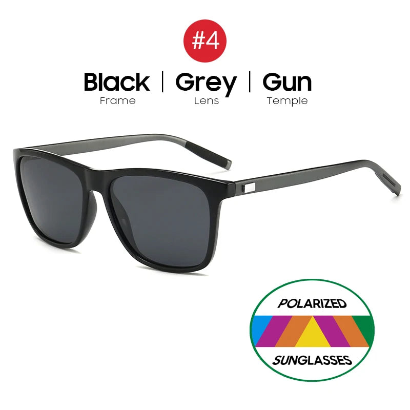 VIVIBEE Lunettes de soleil polarisées carrées de luxe Hommes