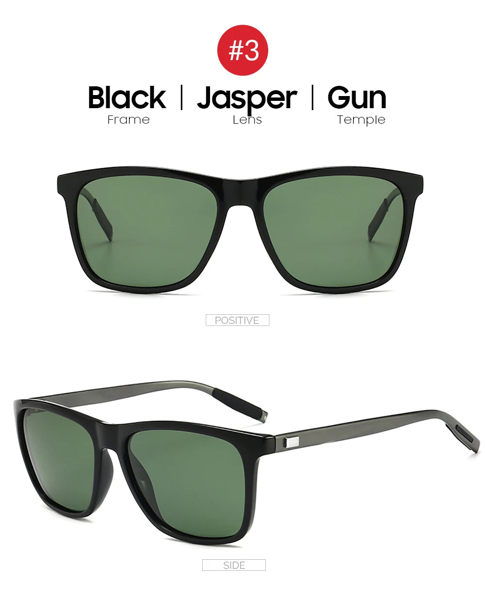 VIVIBEE Lunettes de soleil polarisées carrées de luxe Hommes
