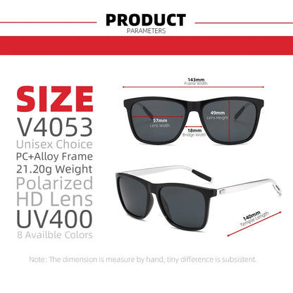VIVIBEE Lunettes de soleil polarisées carrées de luxe Hommes