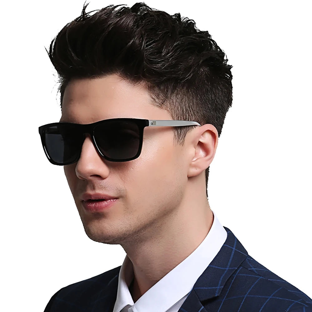 VIVIBEE Lunettes de soleil polarisées carrées de luxe Hommes