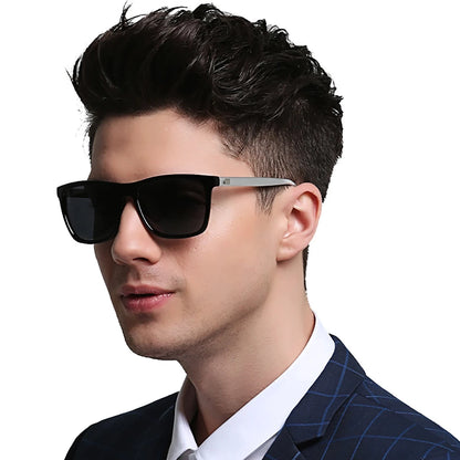 VIVIBEE Lunettes de soleil polarisées carrées de luxe Hommes