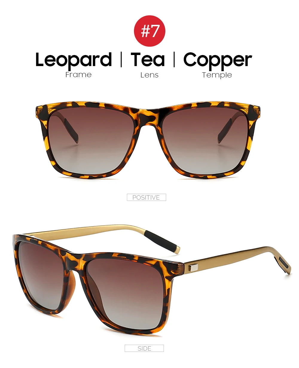 VIVIBEE Lunettes de soleil polarisées carrées de luxe Hommes