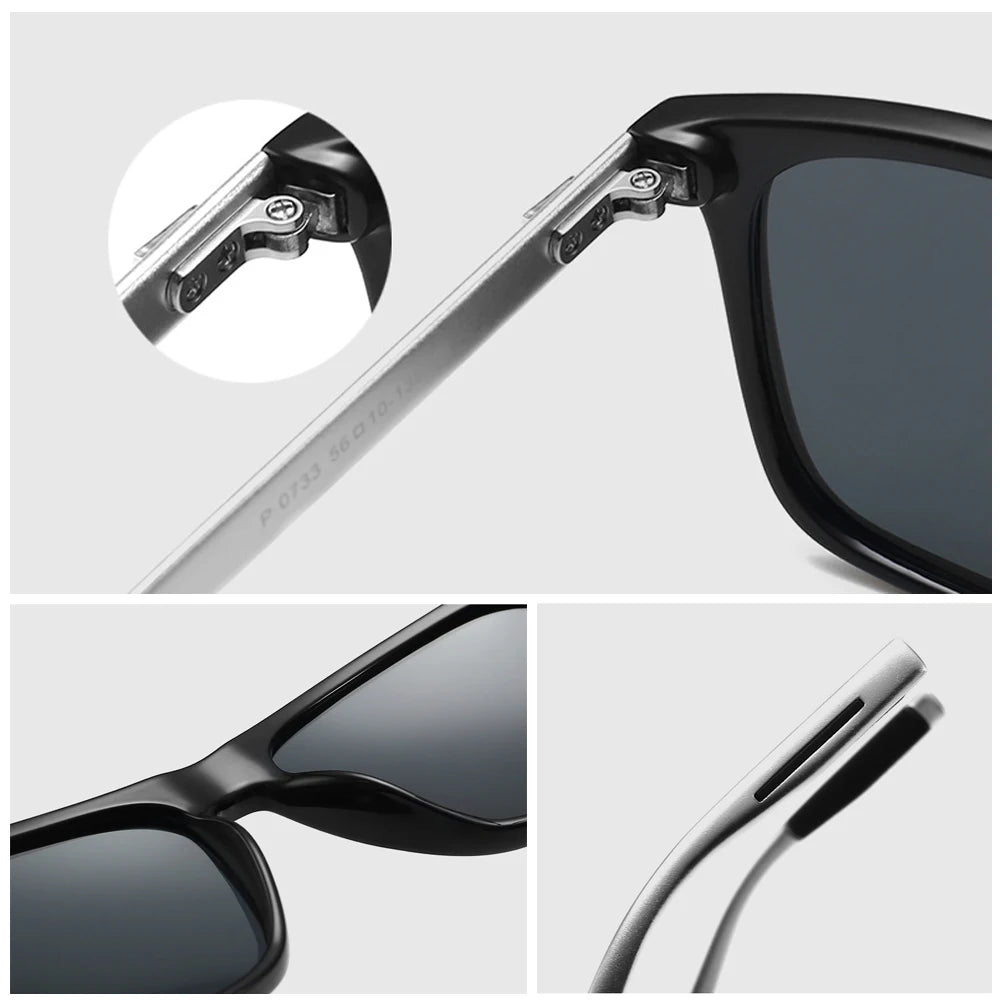 VIVIBEE Lunettes de soleil polarisées carrées de luxe Hommes