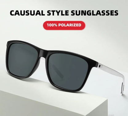 VIVIBEE Lunettes de soleil polarisées carrées de luxe Hommes