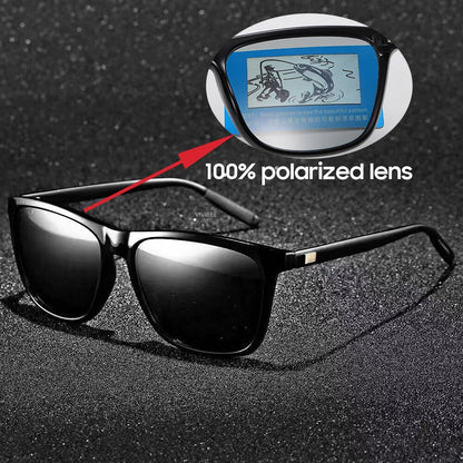 VIVIBEE Lunettes de soleil polarisées carrées de luxe Hommes
