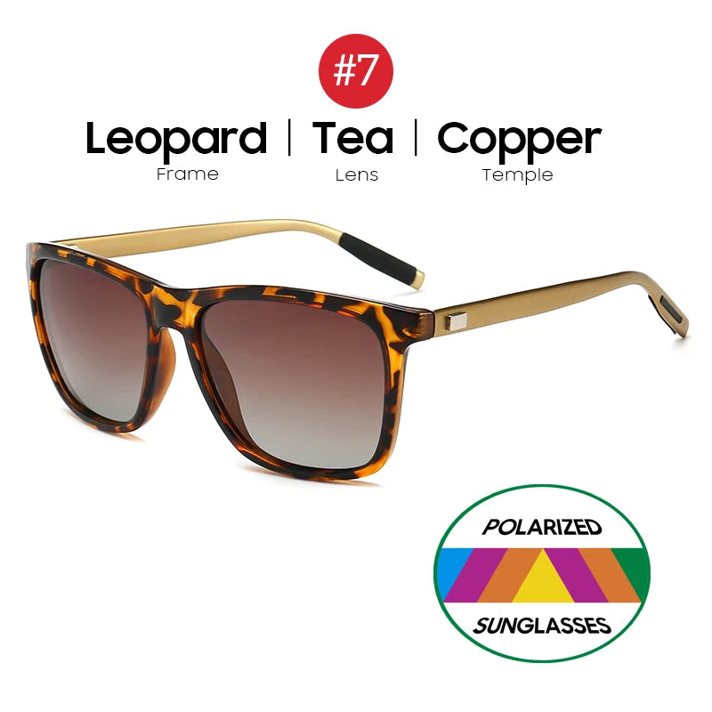 VIVIBEE Lunettes de soleil polarisées carrées de luxe Hommes