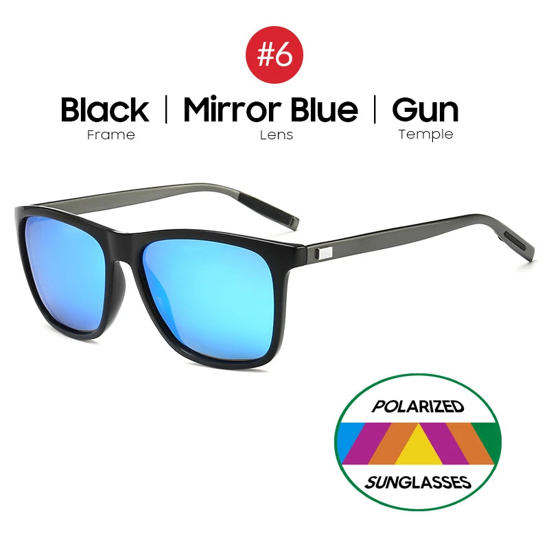 VIVIBEE Lunettes de soleil polarisées carrées de luxe Hommes